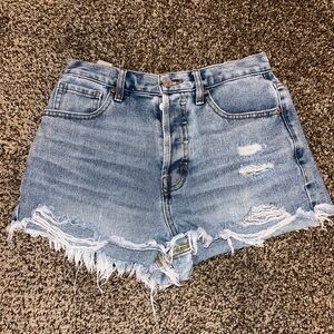 Pacsun Women’s Vintage High Rise Ripped Jean Shorts with Buttons
